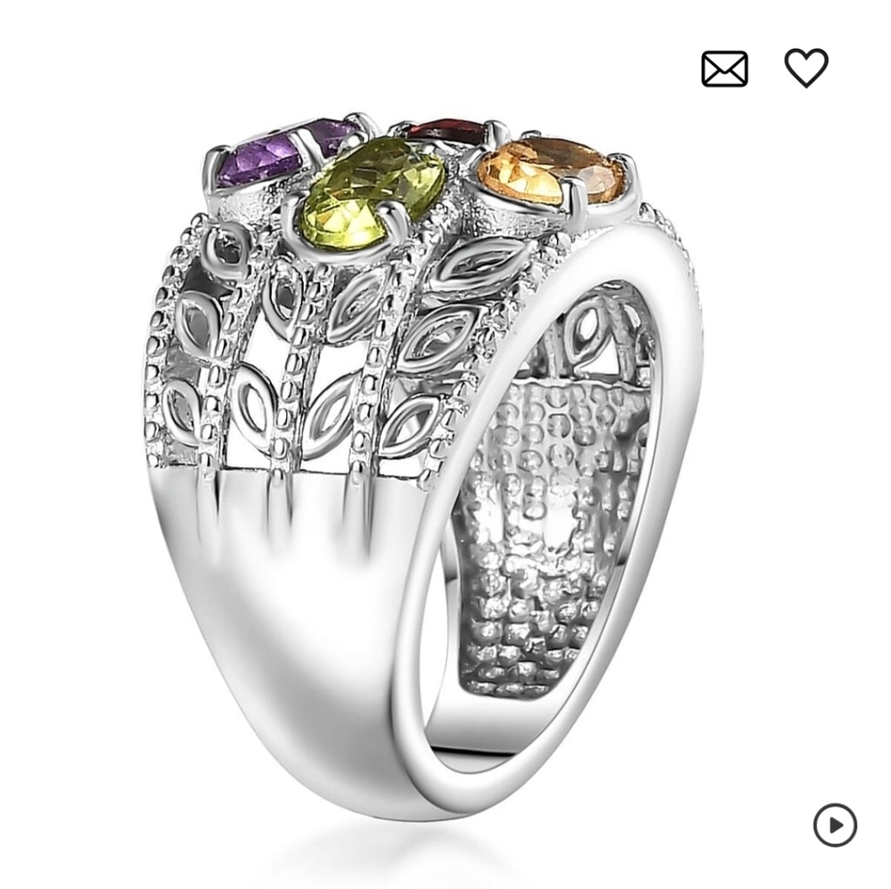 🆕️ SIZE 6 KARIS MULTI GEMSTONE RING IN PLATINUM BOND - Picture 7 of 16